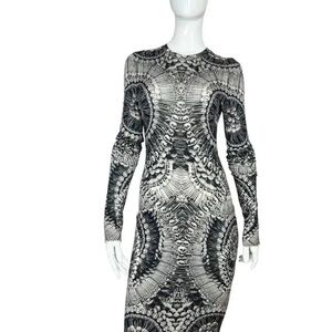 Vintage 2010 Alexander McQueen Monochrome Long Sleeve Dress